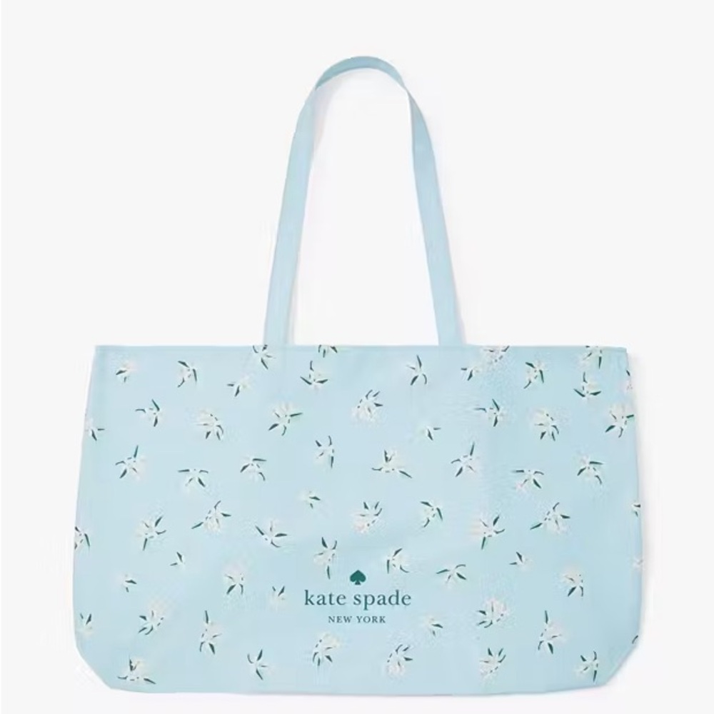 Kate Spade Oversized Orange Blossom Light Blue Floral Tote Bag (New without tag)